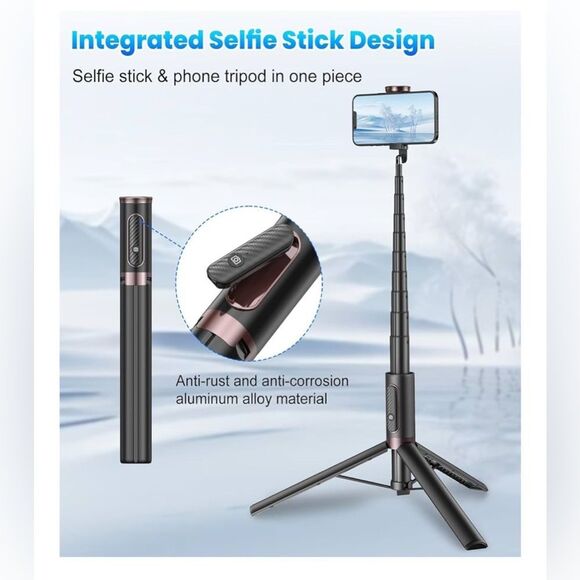 Black Tripod & Selfie Stick with Wireless Remote - Picture 2 of 5